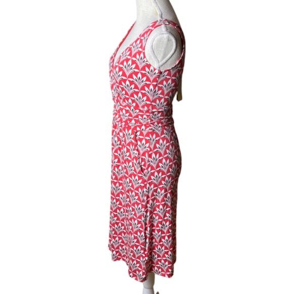 Boden NWT Effie Red Palm Print Faux Wrap Ruched Jersey Knit Dress - US 4 R - Picture 4 of 13